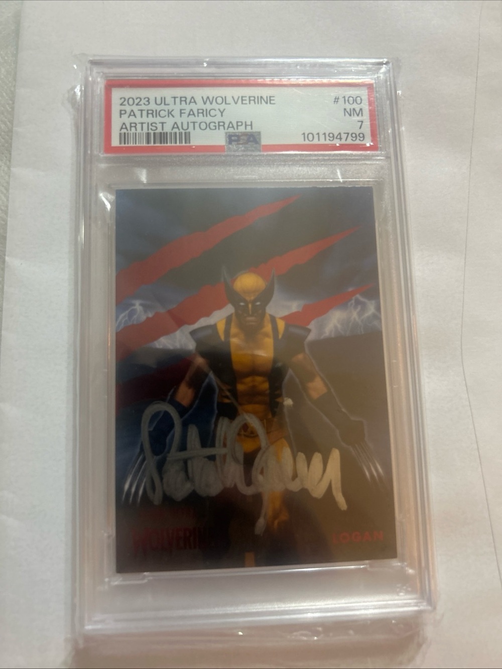 2023 Fleer Ultra Wolverine Red Foil #100 Patrick Faricy Artist Auto /74 Pop 3